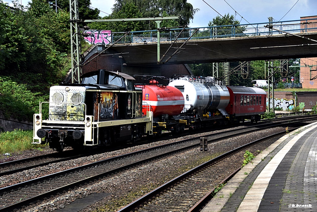 291 034-7 zog einen hilfszug durch hh-harburg,05.08.16