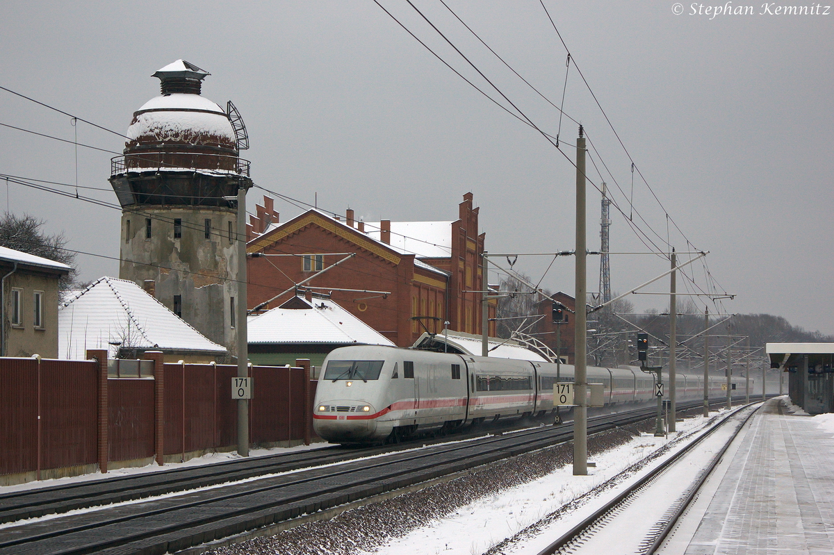 401 508-7  Lichtenfels  als ICE 691 von Berlin Ostbahnhof nach München Hbf in Rathenow. 22.01.2014