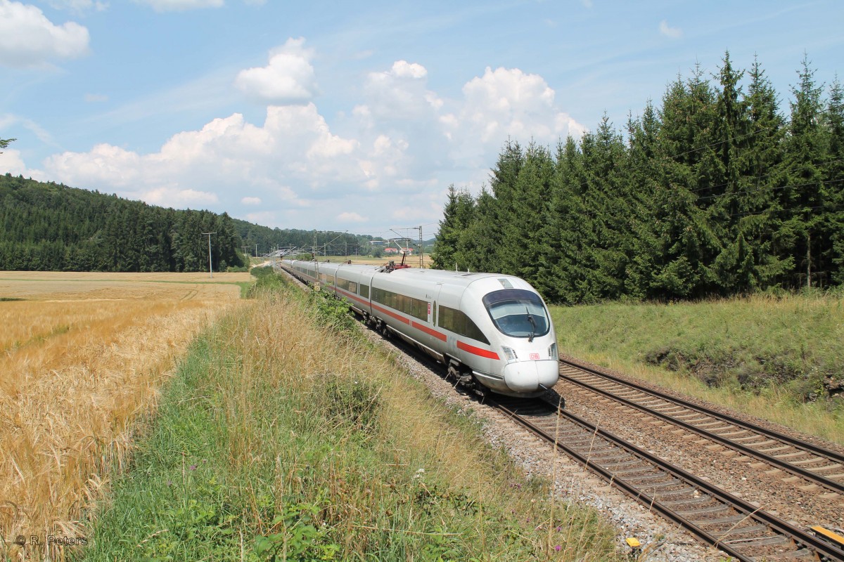 411 009  Güstrow  + 411 026  Leipzig  als ICE91 Hamburg - Wien bei Dettenhofen. 23.07.14