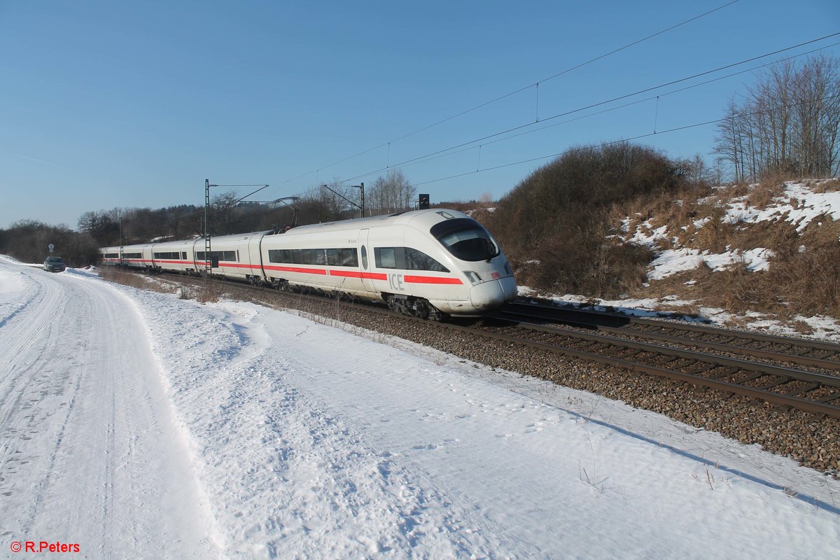 411 071  Oschatz  als ICE 91 Hamburg - Wien bei Pölling. 26.01.17