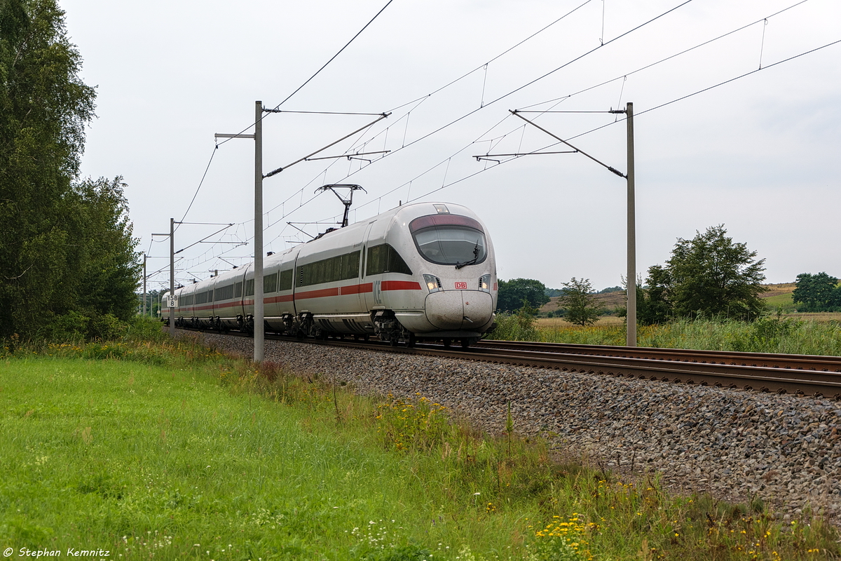 411 584-6  Kaiserslautern als ICE 2918 für ICE 690 von München Hbf nach Berlin Hbf (tief) in Nennhausen. 17.08.2017