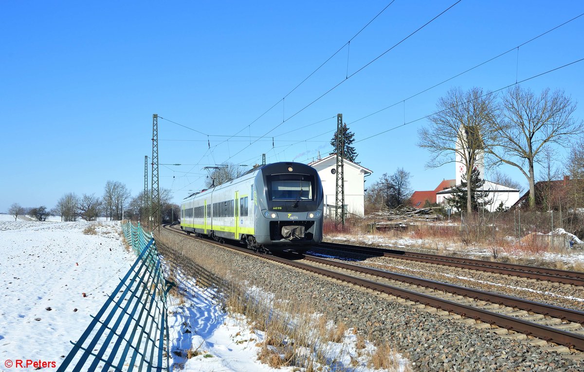 440 916 als RB 51 84191 Neumarkt/Oberpfalz - Plattling bei Moosham. 13.01.21