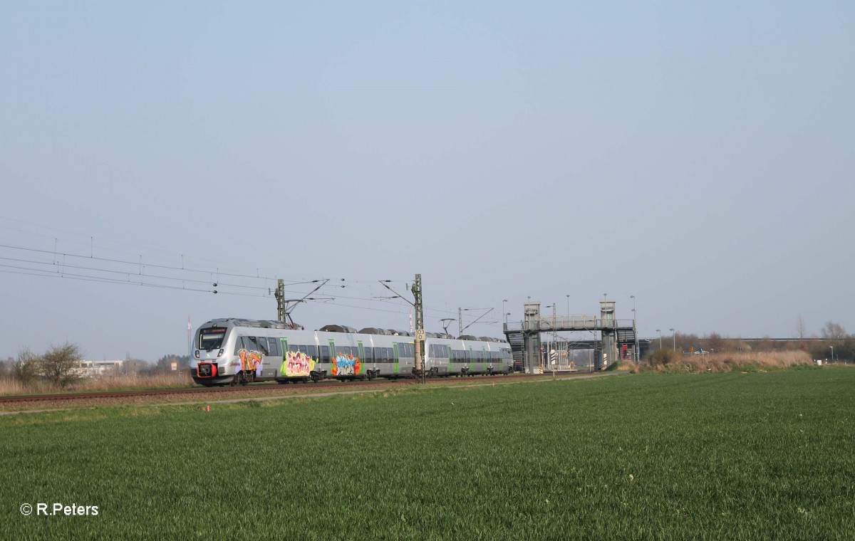 442 127-7 + 442 129-3 als S3 37342 Leipzig Stötteritz - Halle/Saale bei Schkeuditz West. 29.03.14
