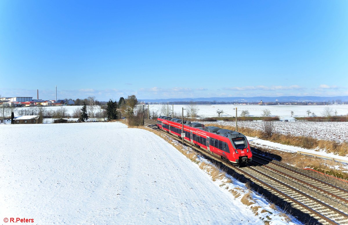 442 263-0 als RE22 59497 Regensburg - München Flughafen Terminal bei Alteglofsheim. 13.02.21