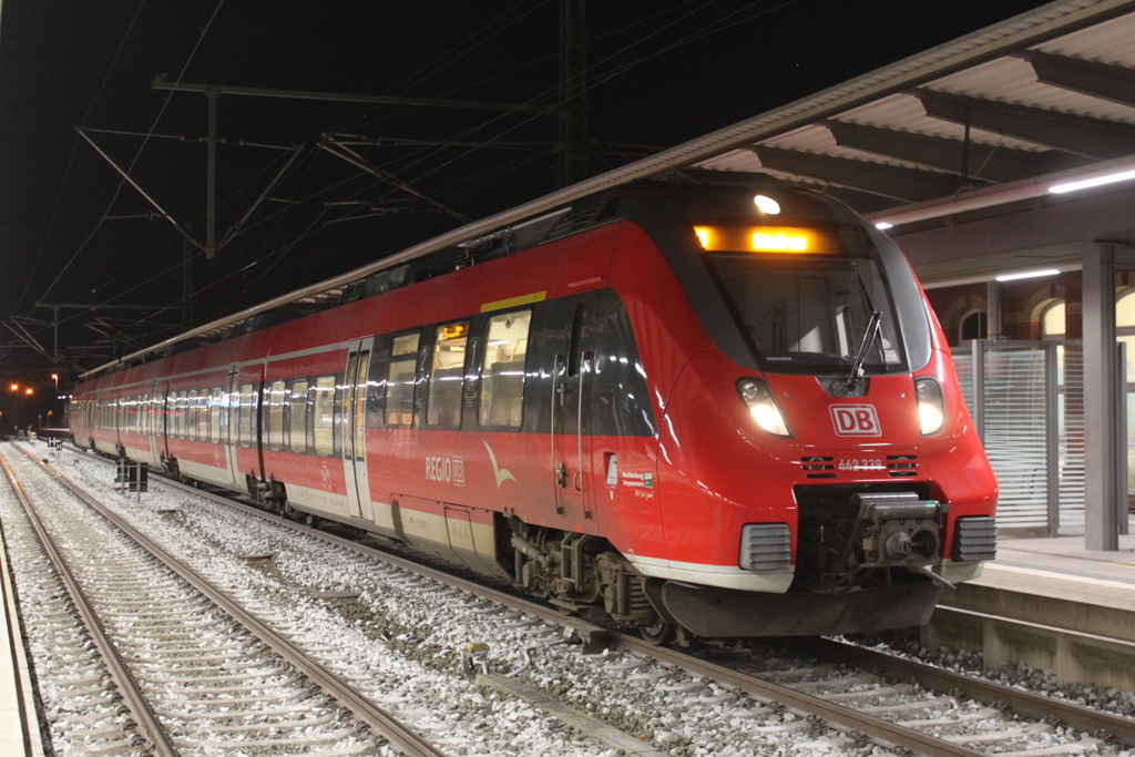 442 339 stand als S3(Warnemünde-Güstrow)im Rostocker Hbf.23.02.2018