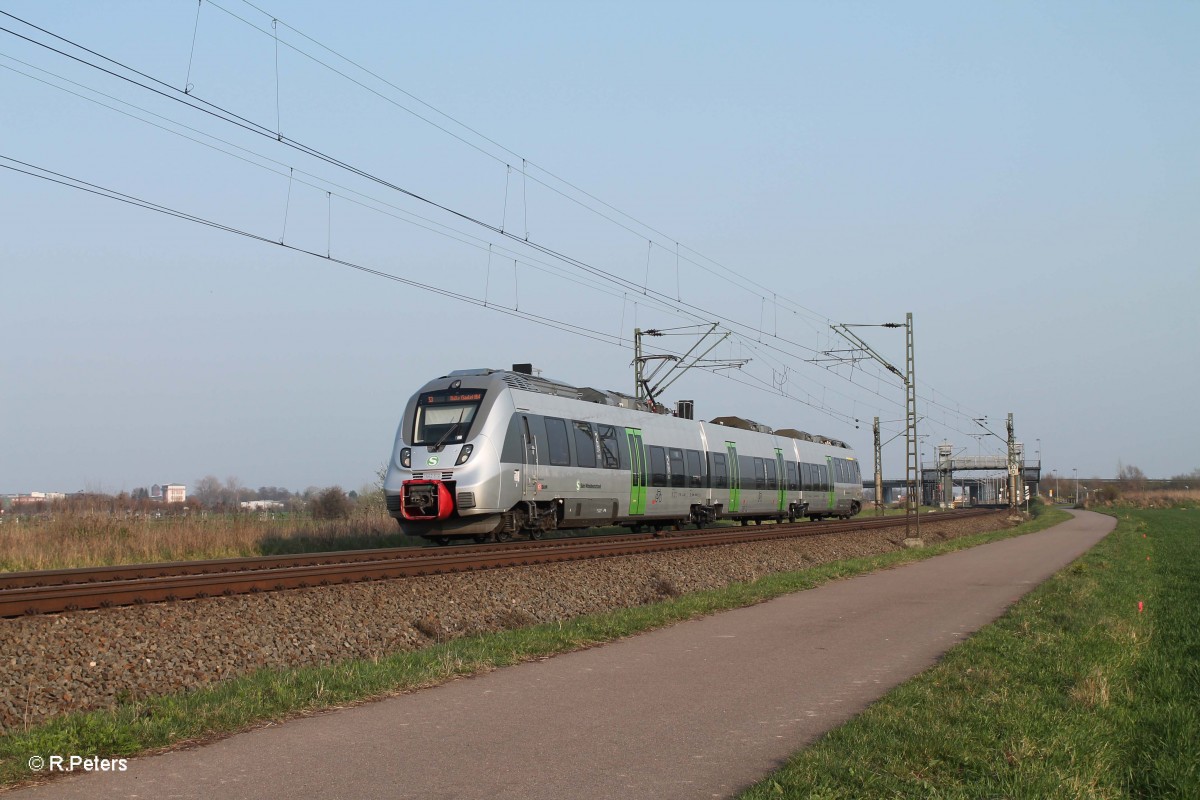 442 612-8 als S3 37344 Leipzig Stötteritz - Halle/Saale hat die S-Bahn Station Schkeuditz West verlassen. 29.03.14