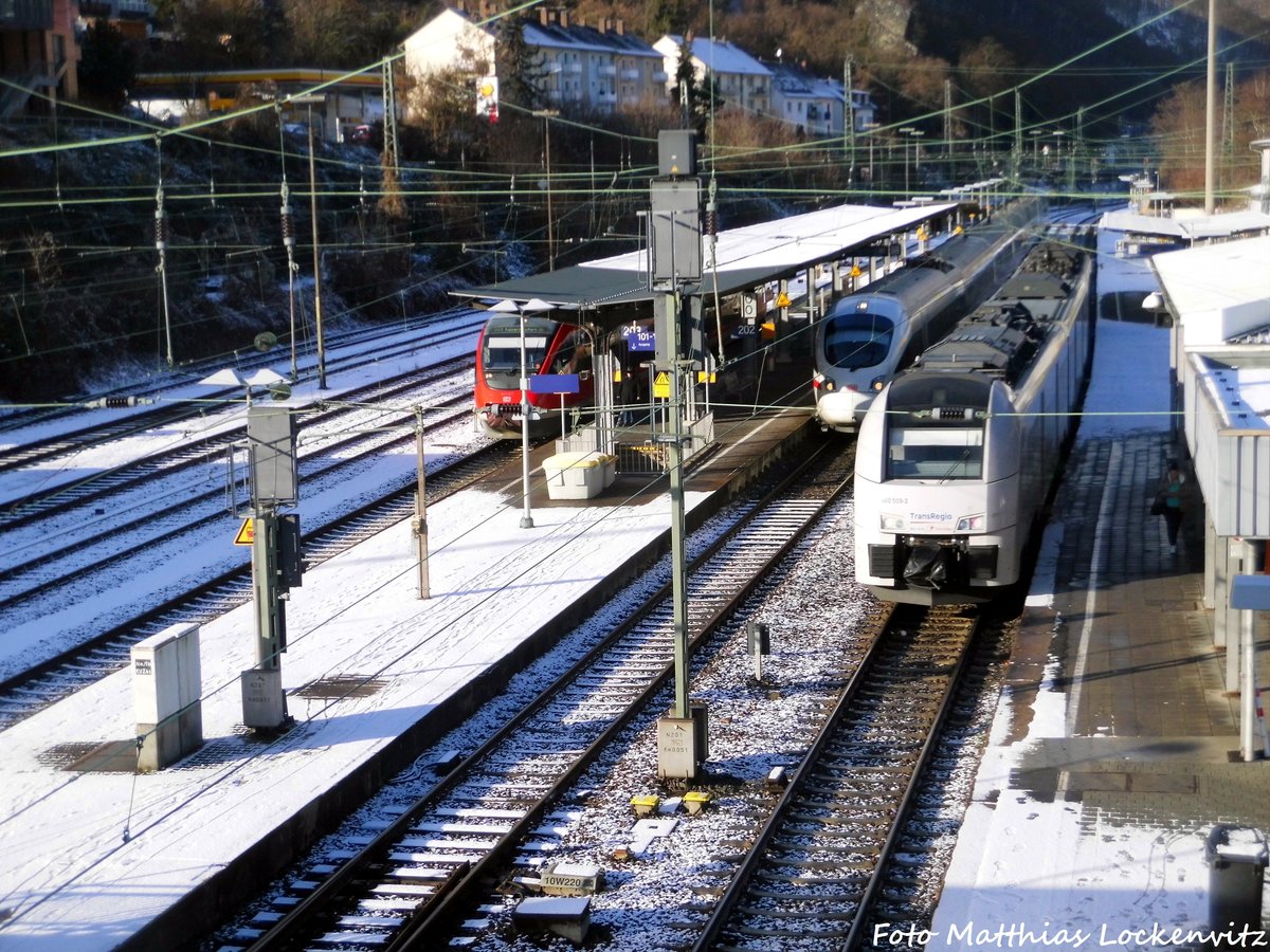 460 509 der Mittelrhein Bahn und 411 XXX im Bahnhof Bingen (Rhein) Hbf am 15.1.17