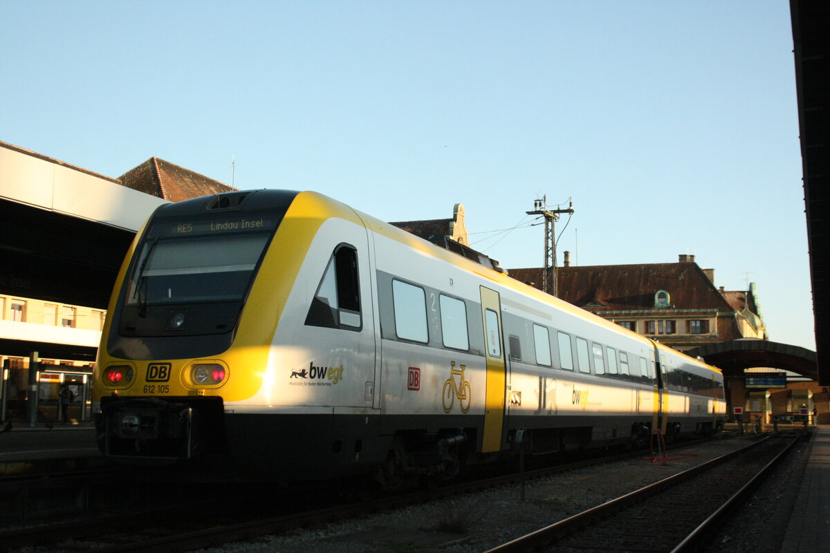 612 105/605 im Bahnhof Lindau Insel (ehemals Lindau Hbf) am 24.3.21