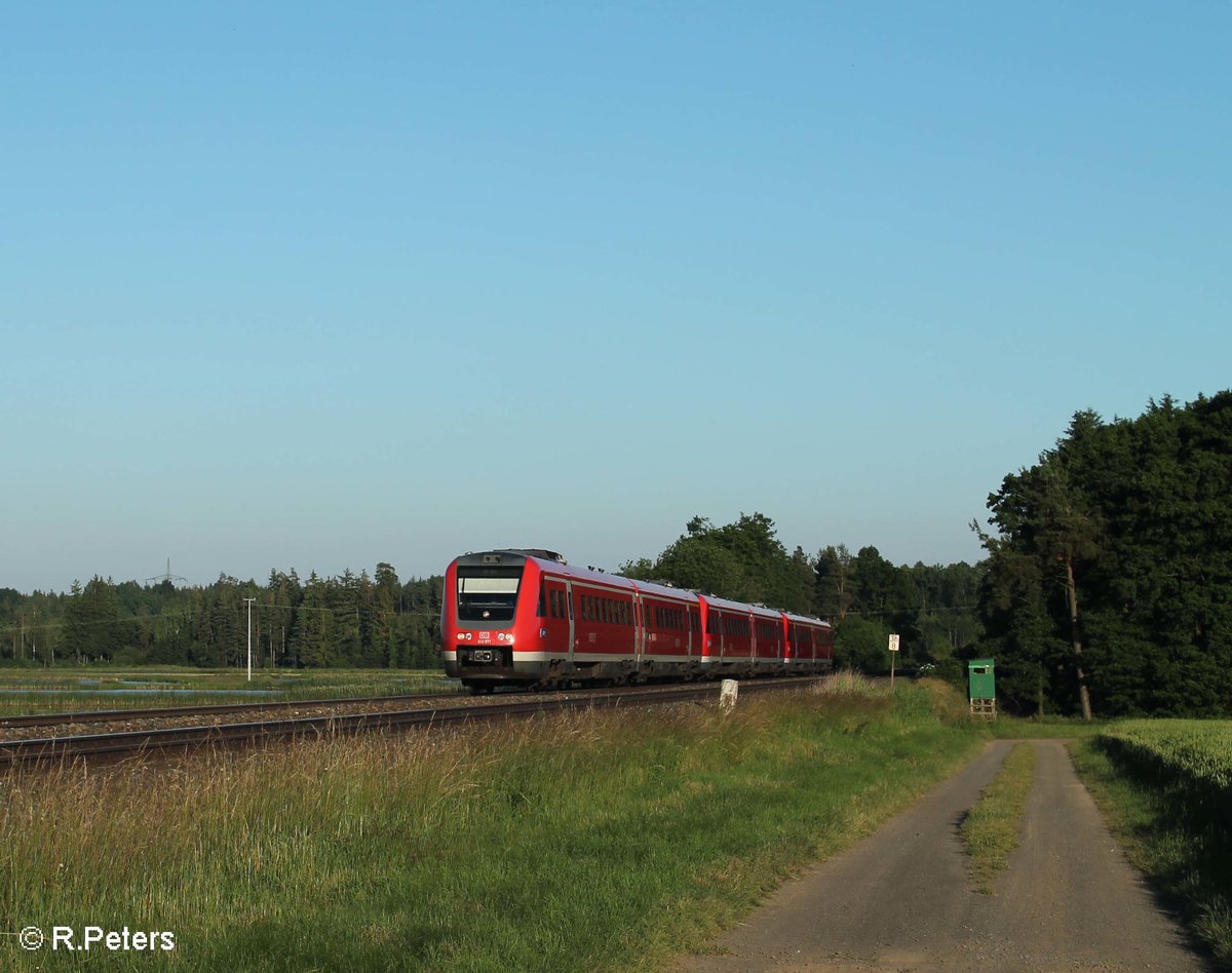 612 971 und 2 unbekannte als RE 3698 Regensburg - Hof bei Oberteich. 23.06.16