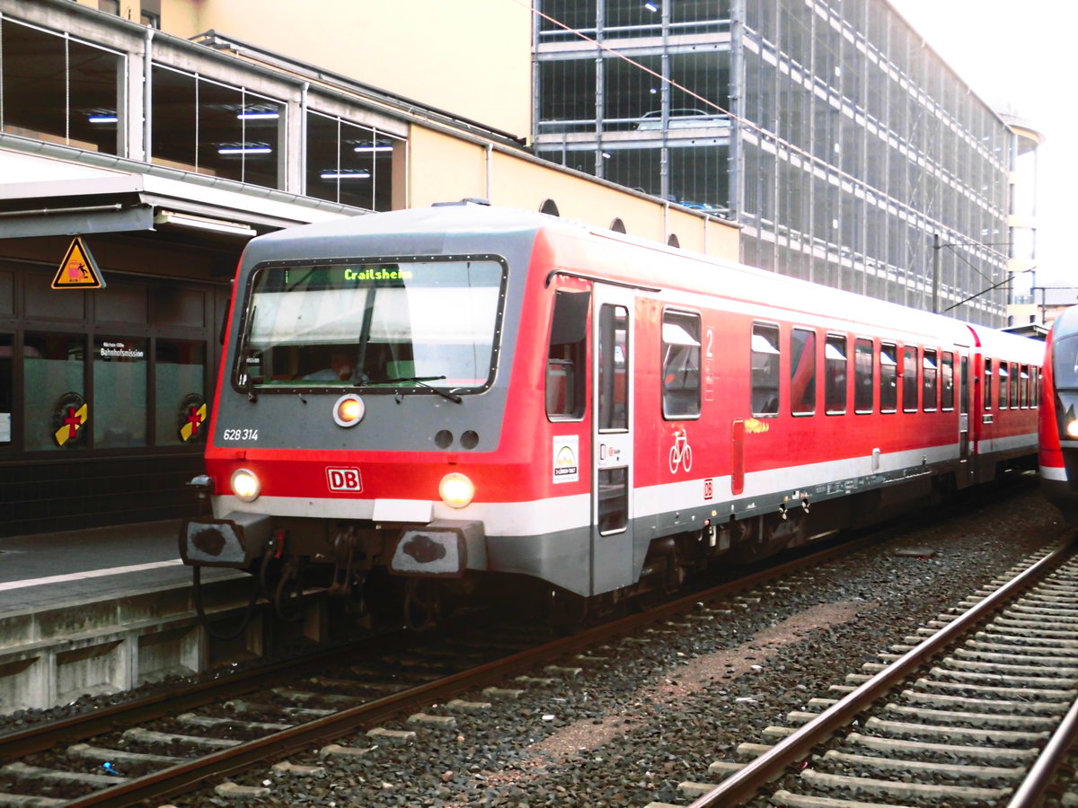 628 314 mit ziel Crailsheim im Bahnhof Aschaffenburg am 7.8.18