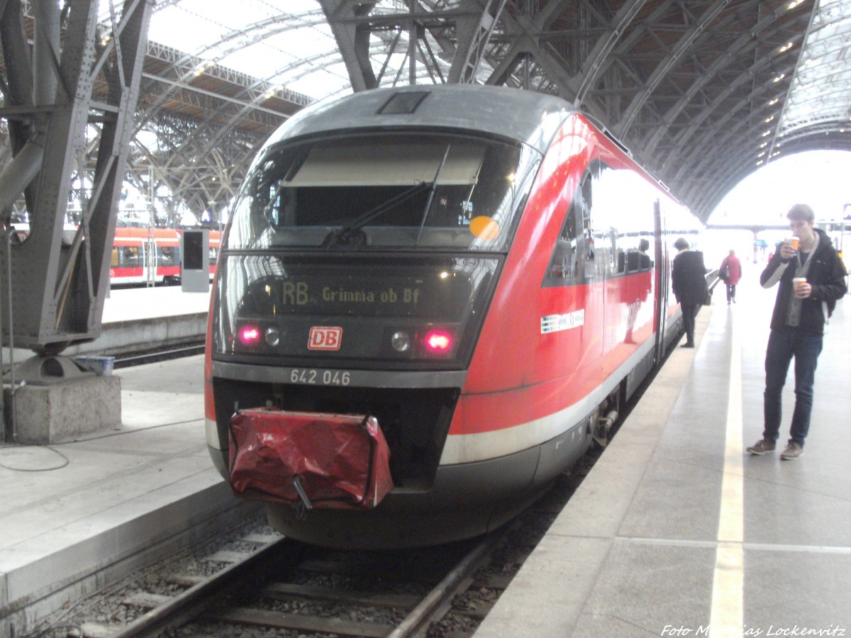 642 046/546 als RB mit ziel Grimma ob bf im Bahnhof Leipzig Hbf am 15.2.14