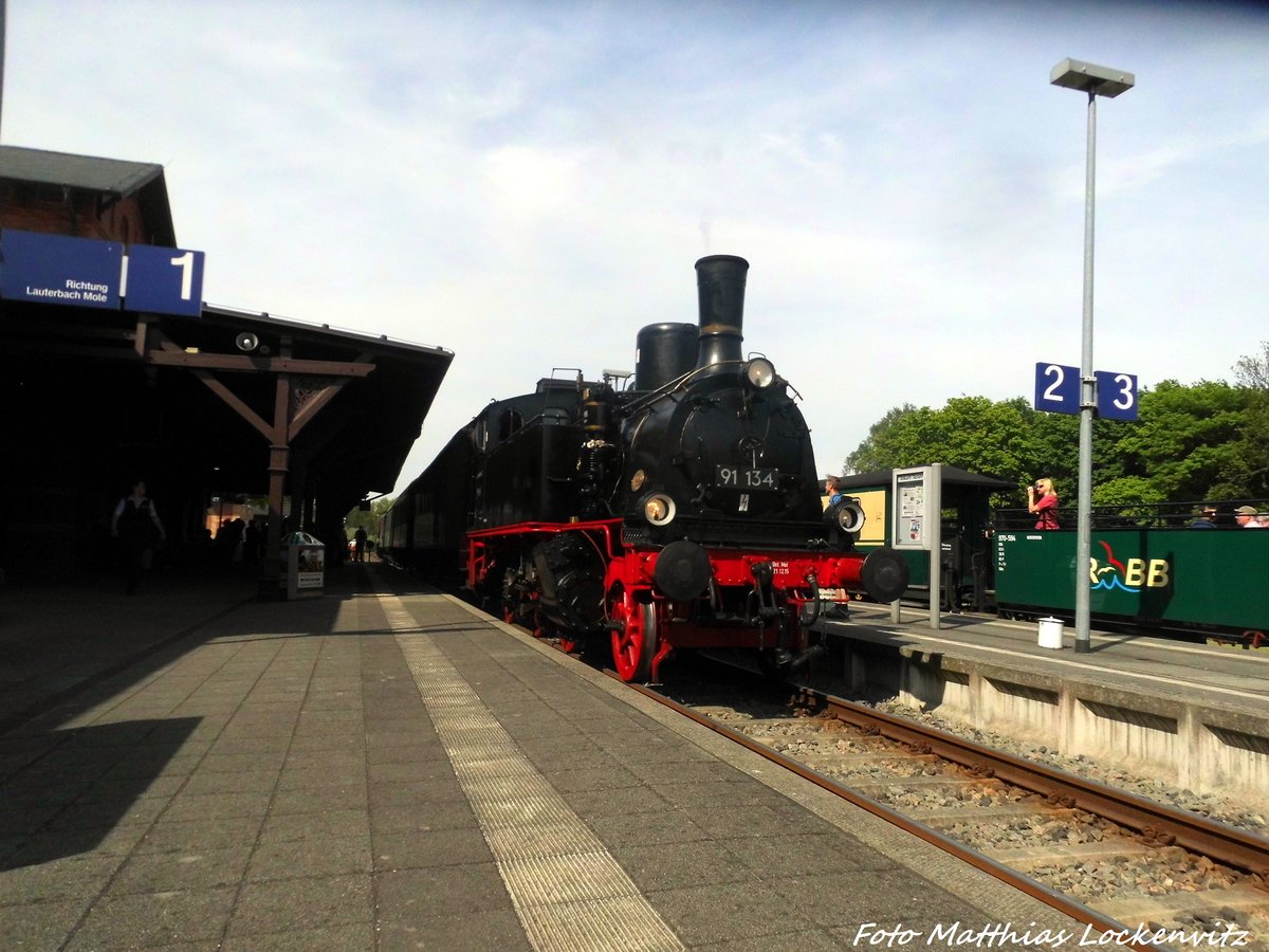 91 134 im Bahnhof Putbus am 22.5.16