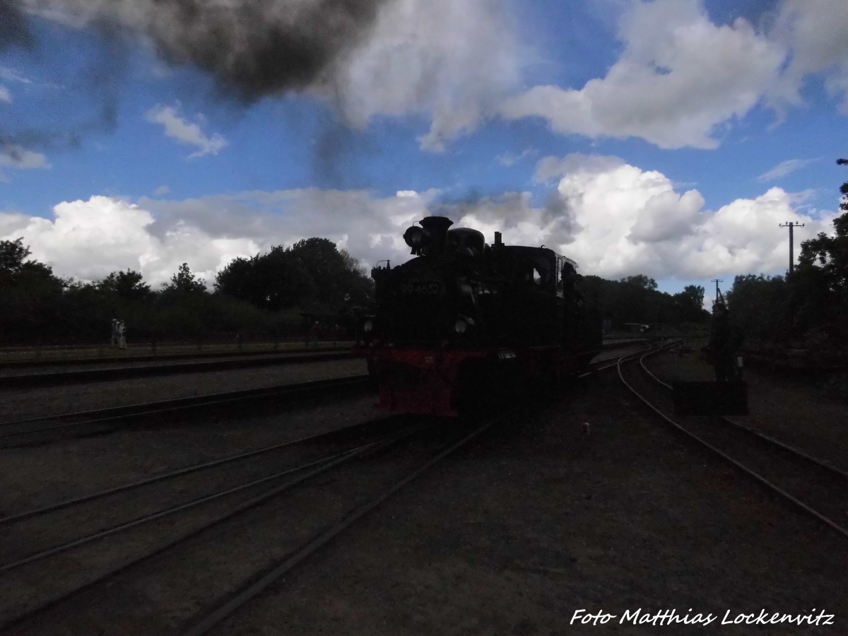 99 4652 war für Führenstandsmitfahrten im Bahnhof Putbus unterwegs am 30.5.15