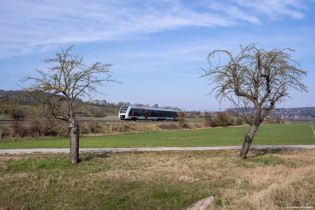 Abellio 1648 407 als RB 80557 von Nebra nach Naumburg (S) Hbf, am 09.03.2024 bei Kleinjena. (Foto: Tobi Schubbert)