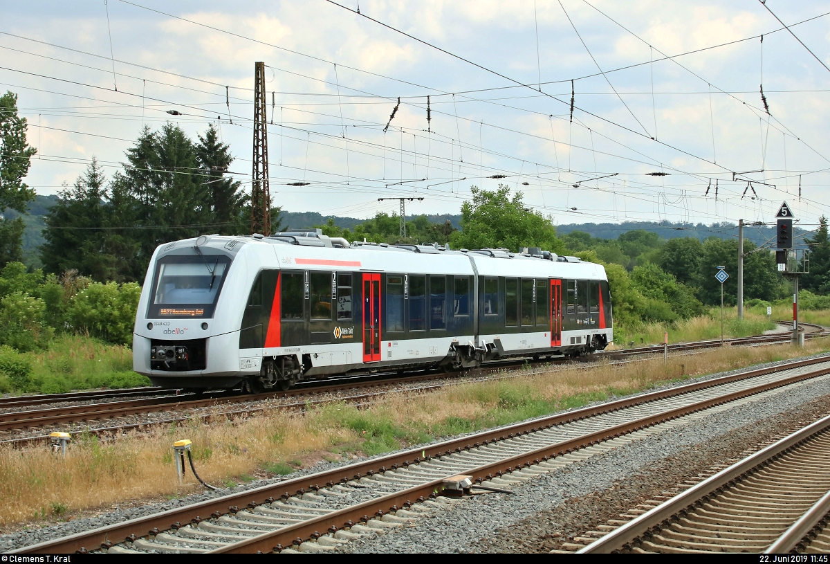 Abellio 1648 433 als RB 80575 von Wangen (U) nach Naumburg (S) Ost, am 22.06.2019 bei der Ausfahrt in Naumburg (S) Hbf. (Foto: Clemens Kral)