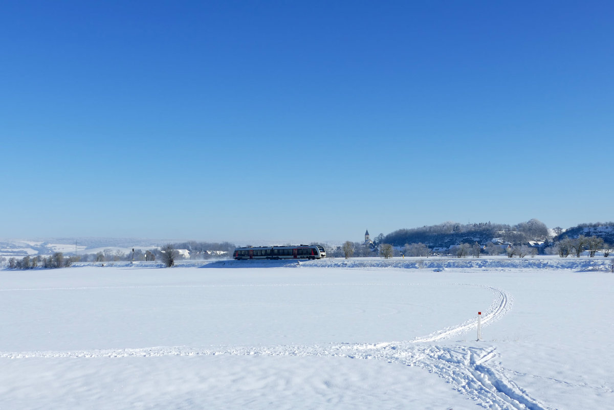 abellio 1648 443 als RB 80553 von Wangen nach Naumburg Ost, am 14.02.2021 bei Kleinjena. (Foto: Wolfgang Krolop)