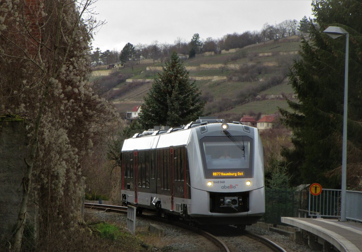abellio 1648 948 als RB 80571 von Wangen nach Naumburg Ost, am 05.03.2019 in Freyburg (Foto: Christian H�nig)