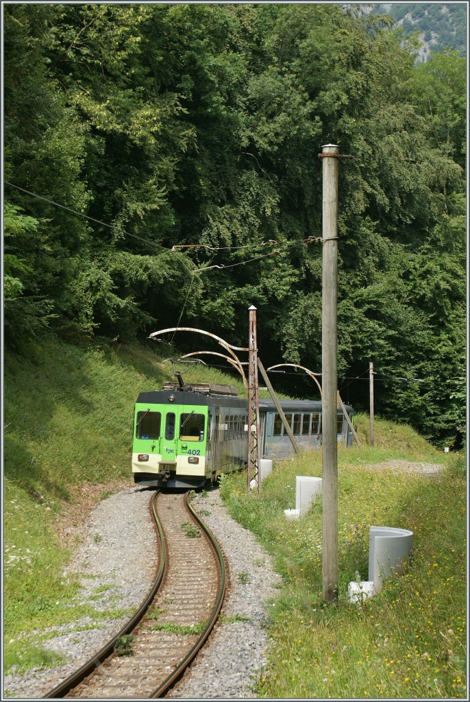 Abermals wird ab dem 2. Sept. (bzw. 16. Sept.) die ASD fr lngere Zeit, bis etwa Mitte November, im SEV betrieben. Wenn sie dann wieder fahren wird, werden die formschnen Eisen- und Holzfahrleitungsmaste aus der Erffnungszeit wohl durch neue Fahrleitungsanlagen ersetzt sein. Grund genug, noch ein paar  romantische  Eindrcke der ASD bei Verchiez einzufangen. 27. August 2013 