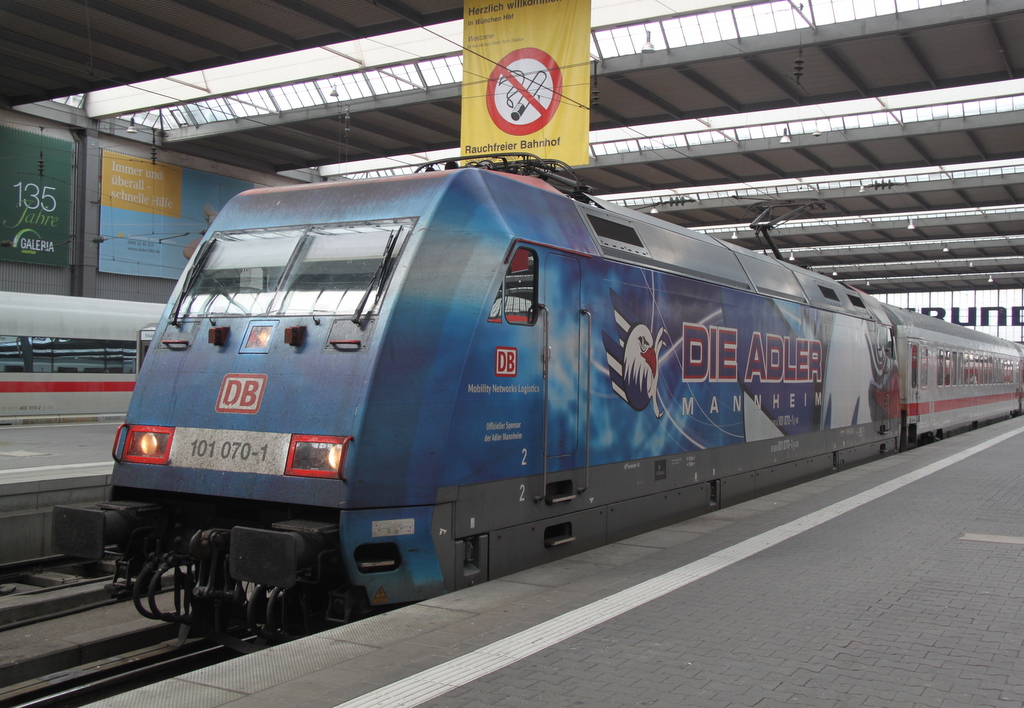 Adler Mannheim 101 070-1 war am 30.08.2014 wieder zu Gast in Mnchen der Rostocker Fotograf war happy.