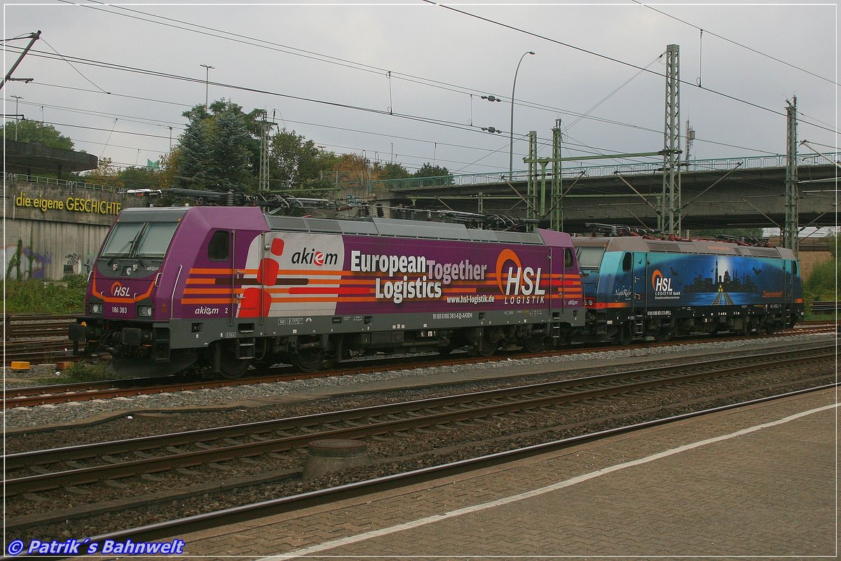 akiem/HSL 186 383 & BRLL/HSL 185 601 abgestellt
am 01.09.2019 in Hamburg-Harburg