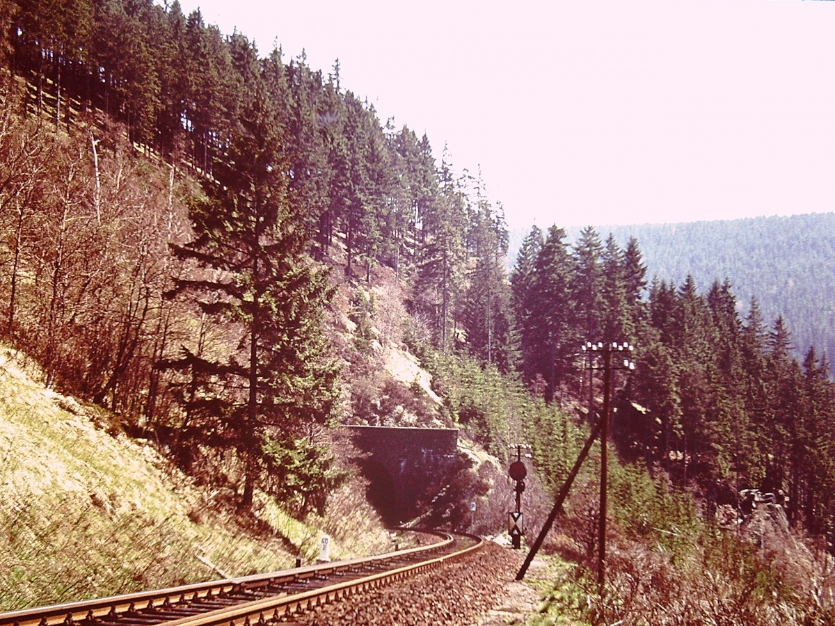 Am 10.05.1980 fotografierte Klaus Pollm�cher dieses Tunnelportal bei Lauscha.