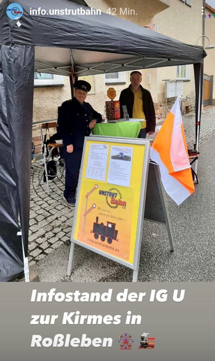 Am 18.09.2022 war die IG #Unstrutbahn e.V. auch zur Kirmes in Roßleben mit einem Infostand dabei. (Foto: https://www.instagram.com/info.unstrutbahn)