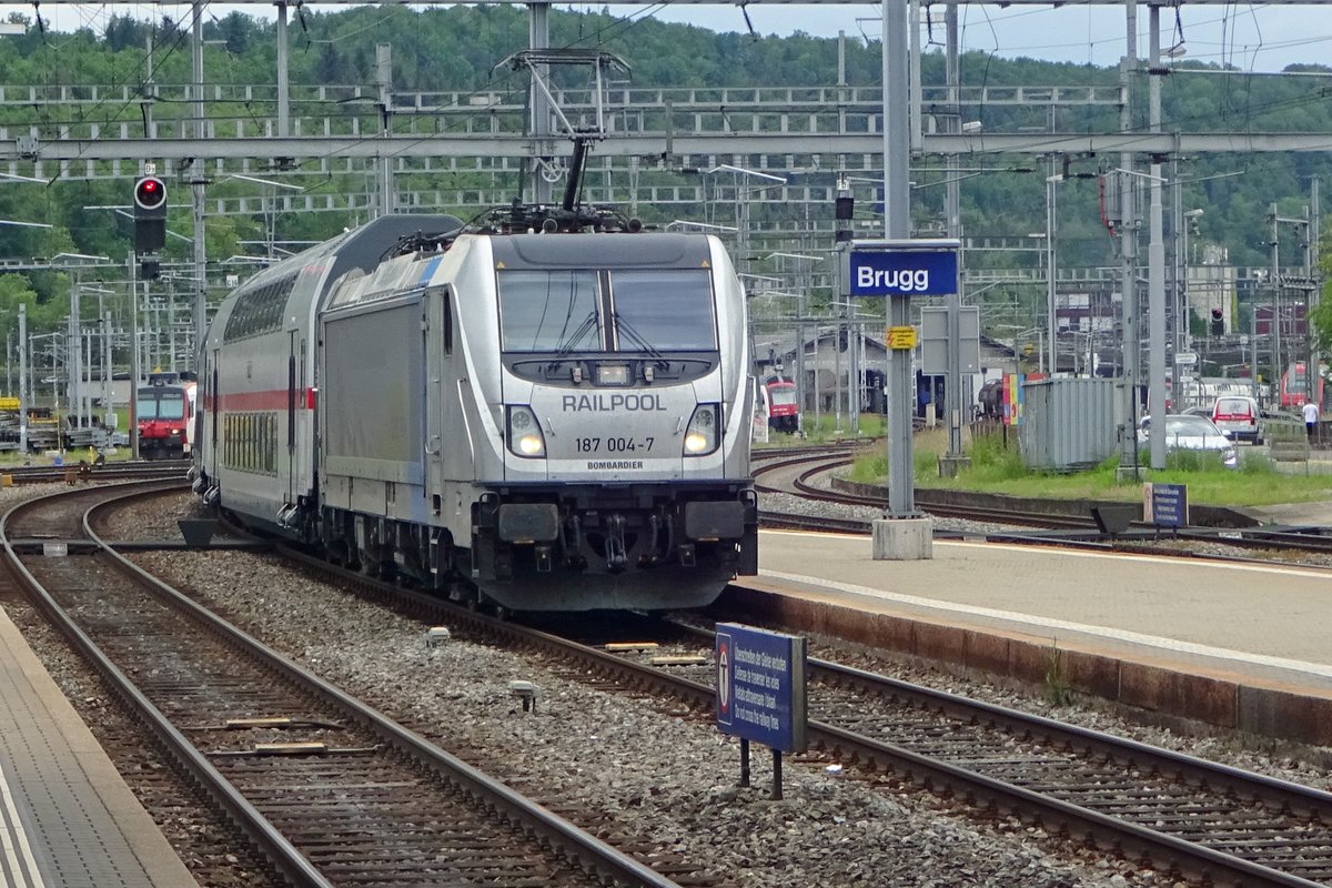 Am 25 Mai 2019 macht 187 004 mit ein DB IC-2 garnitur ein Probefahrt durch u.Ä. Brugg AG.