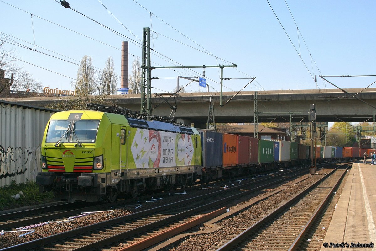 ATLU/TXL 193 550 mit Containerzug am 16.04.2019 in Hamburg-Harburg