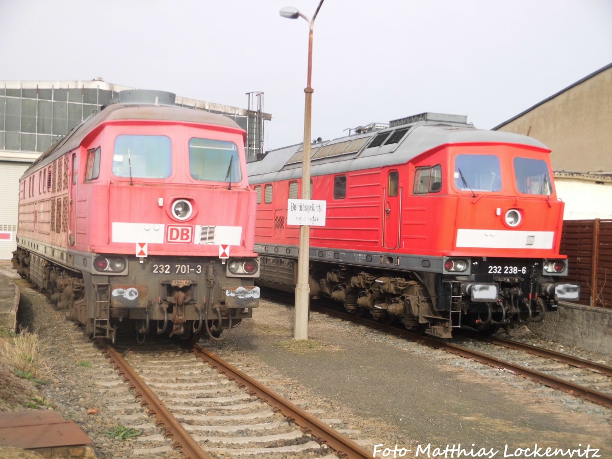 Ausschlachtungslok 232 701 und 232 238 der LEG in Delitzsch am 5.2.16