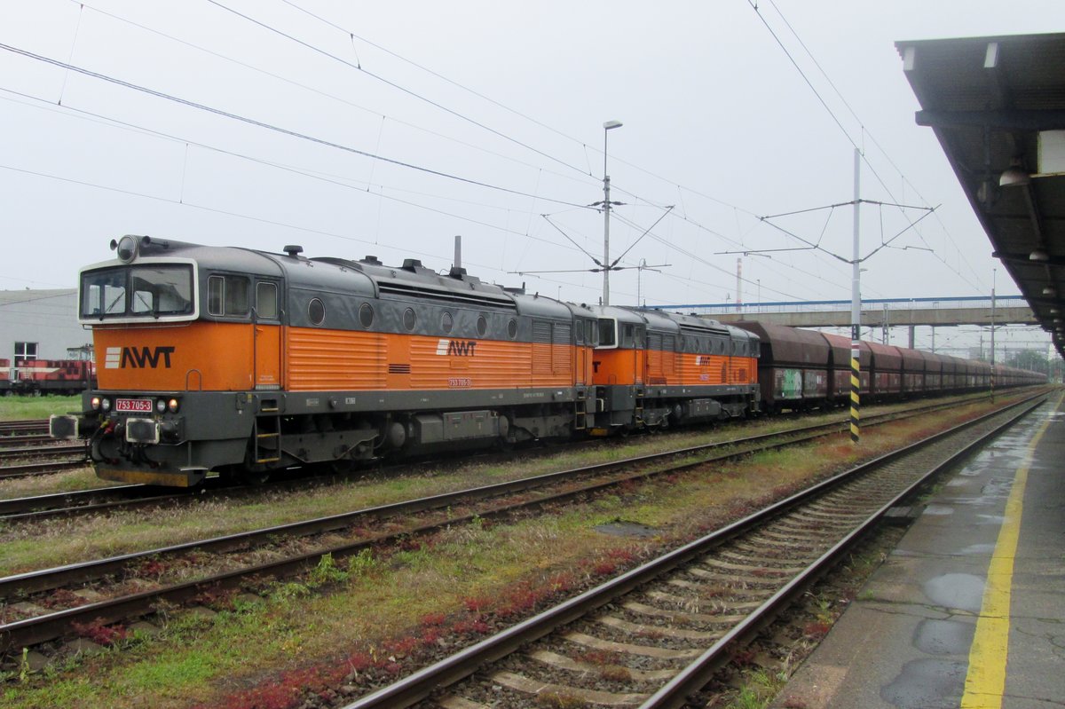 AWT 753 705 schleppt eine der viele Kohlezüge aus Polen in Ostrava hl.n. ein am 26 Mai 2015.