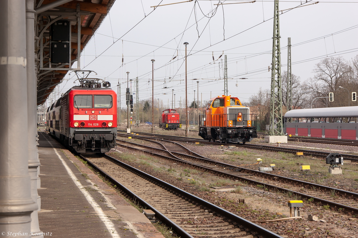 BBL 20 (214 028-3) [Unt.|LS X|14.04.15] BBL Logistik GmbH kam aus dem ehemaligen RAW Stendal und fuhr später weiter in Richtung Wolfsburg. Bei der Lok handelt es sich um die ehemalige 212 288-5. 14.04.2015