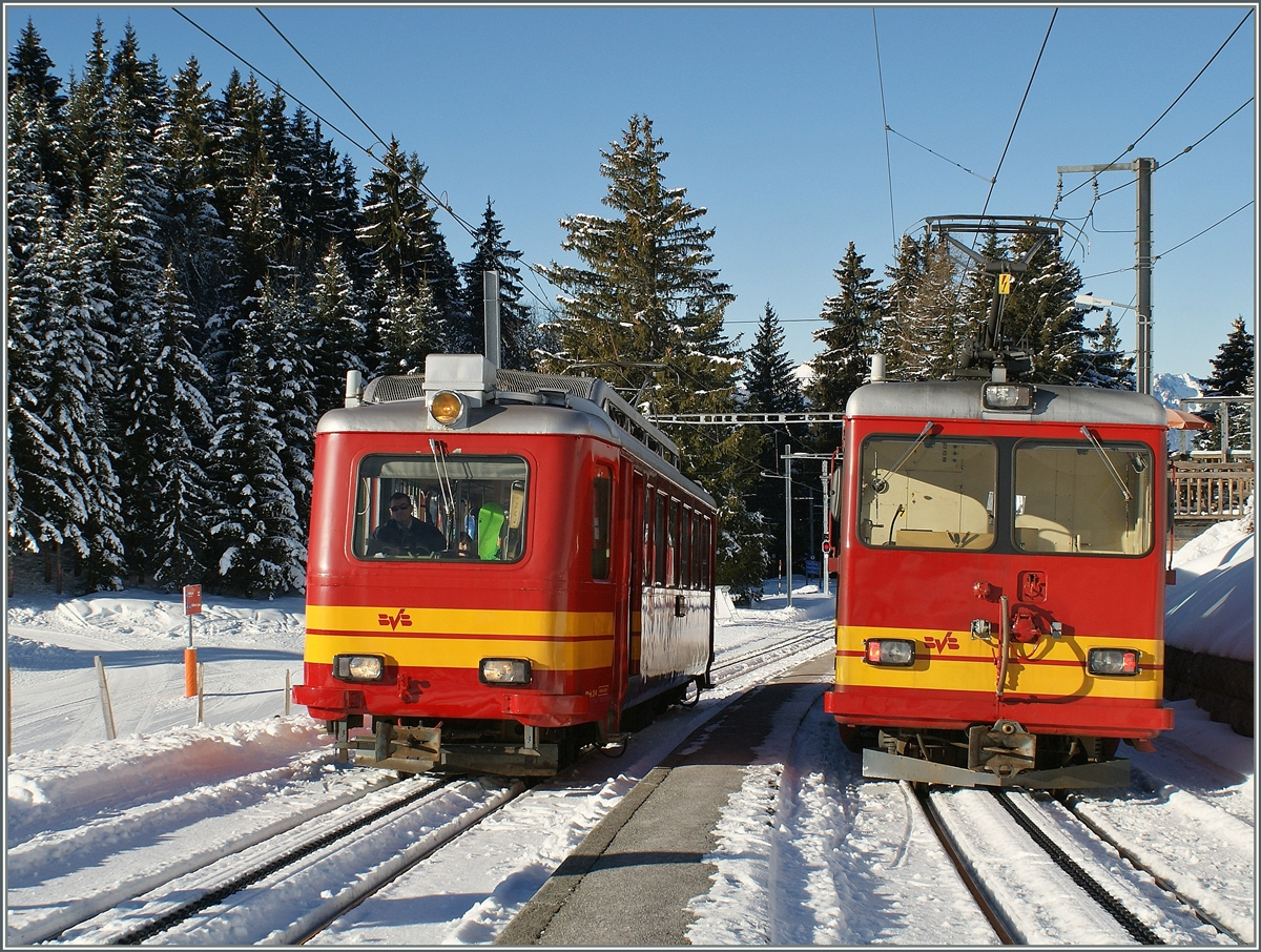 Beh 2/4 und HGe 4/4 der BVB in Col-de Soud.
8. Feb. 2010