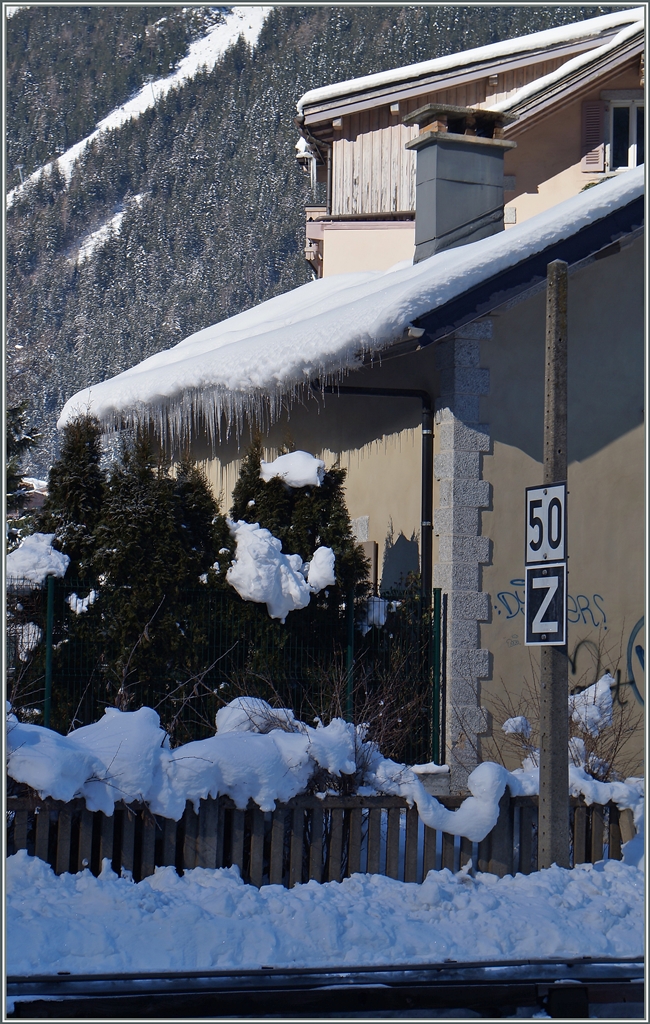 Besucher dieser herrlichen Seite kennen nun sicher die Bahn zum  Mer de Glace  (Gletschermeer), doch nicht nur Eis in  der Masse, sondern auch  stechende Nadeln  wie hier bei der Ausfahrt des Bahnhofs von Chamonix entdeckt, üben eine gewisse Faszination aus.
10. Feb. 2015