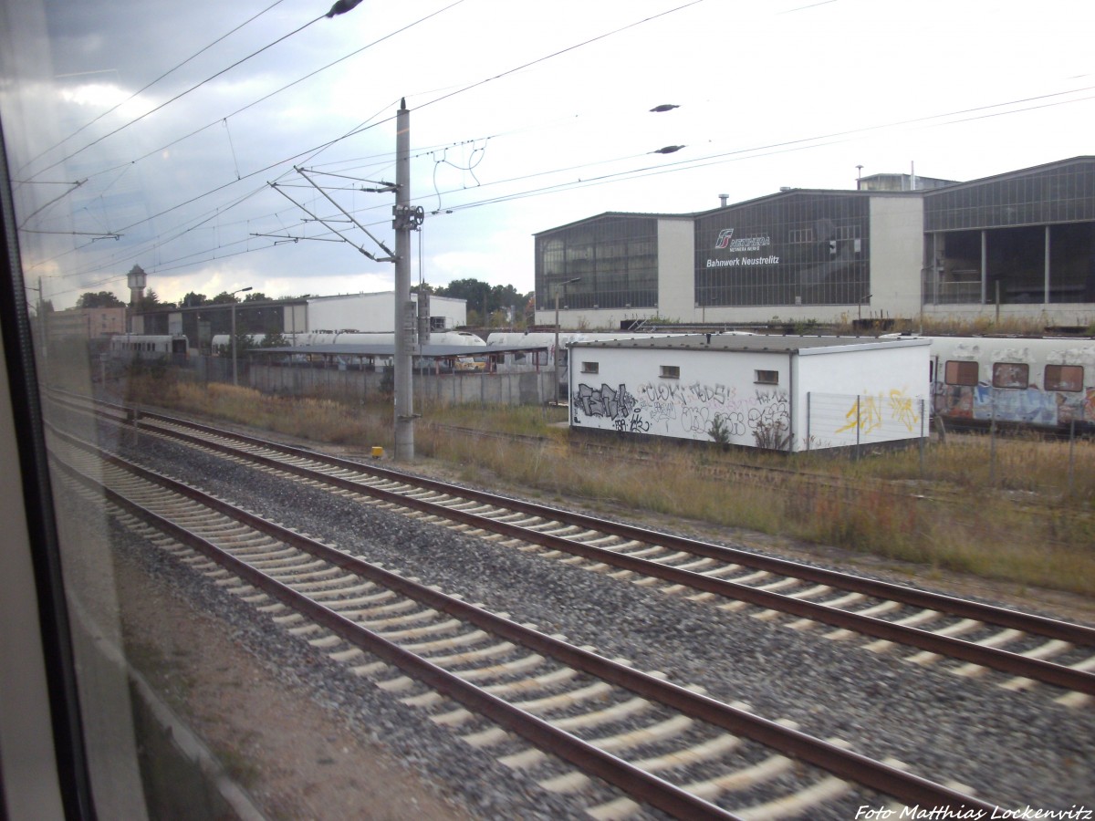 Blick auf die leicht Versteckten ET 403 (Donald Duck Zug) in Neustrelitz am 7.10.13