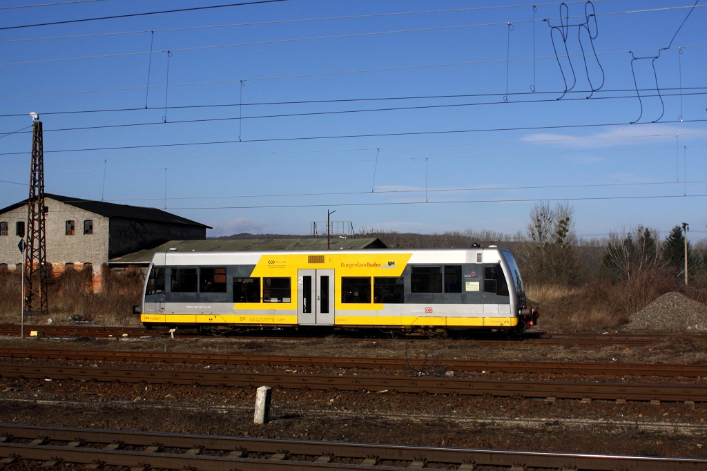 Burgenlandbahn 672 907 als RB 34873 von Wangen nach Naumburg Ost, am 22.02.2014 bei der Einfahrt in Naumburg Hbf. (Foto: Alex Huber)