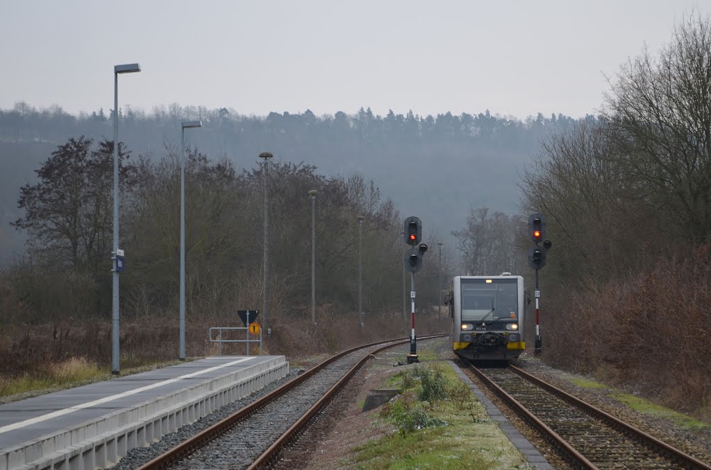 Burgenlandbahn 672 915 als RB 34881 von Wangen nach Naumburg Ost, 03.01.2016. (Foto: EC Vindobona)