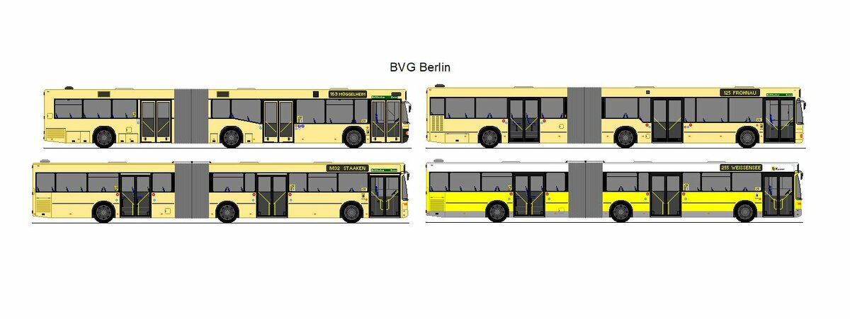 BVG Berlin - Neoplan N 4021 NF + MAN NG 232 + 2x Mercedes Benz O 405 GN