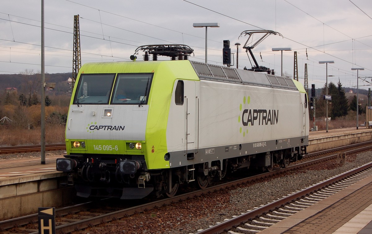CAPTRAIN 145 095-6 als Tfzf Richtung Bad K�sen, am 21.02.2014 in Naumburg Hbf. (Foto: dampflok015)