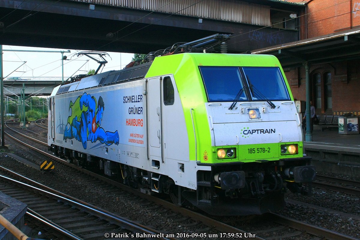 Captrain 185 578  Superhero  Lz am 05.09.2016 in Hamburg-Harburg