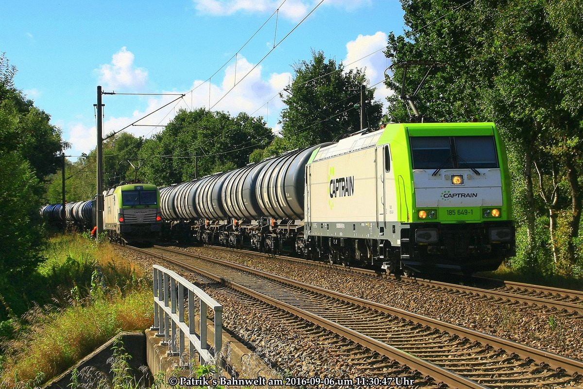 Captrain 185 649 mit Kesselwagenzug am 06.09.2016 in Hamburg-Moorburg