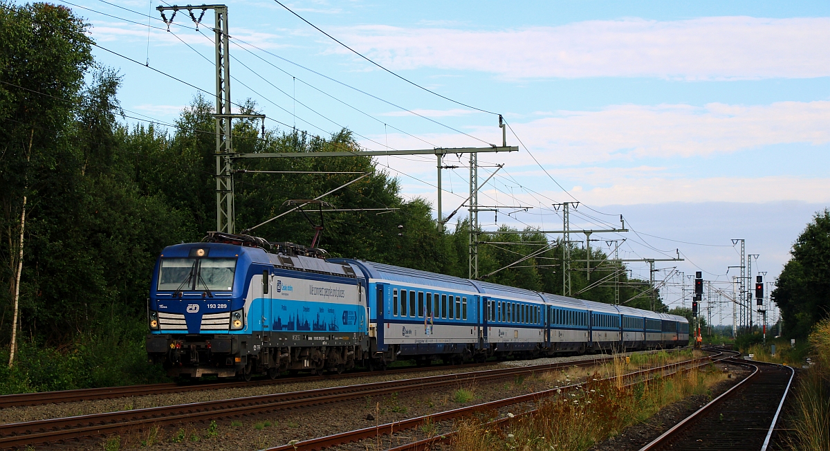 CD/ELL 193 289-6 mit EC 175 Flensburg-Prag Durchfahrt Jübek 03.08.2022