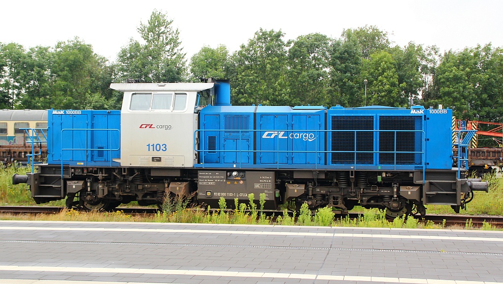 CFL Cargo's 1103(92 82 000 1103-1 L-CFLCA) stand zur Wochenendruhe abgestellt im Niebller Gbf. 04.08.12 (00700)
