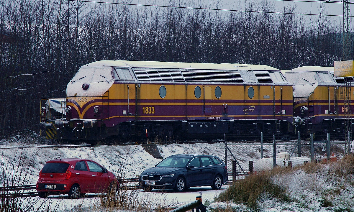 CFLDK 1833 ex CFL 1812 (Brugeoise 1964) abgestellt im dänischen Grenzbahnhof Pattburg. 09.12.2022