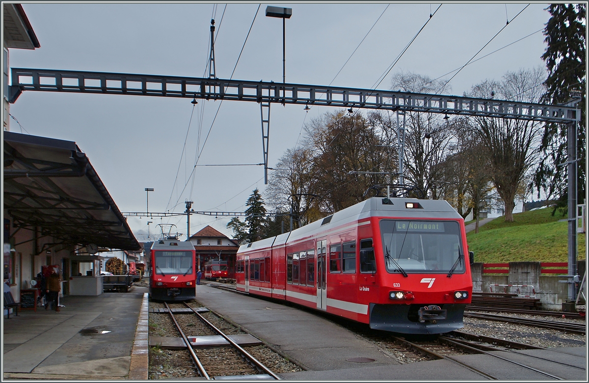 CJ Regionalzüge nach Le Noirmont und Tavannes in Tramelan. 
17. Nov. 2014