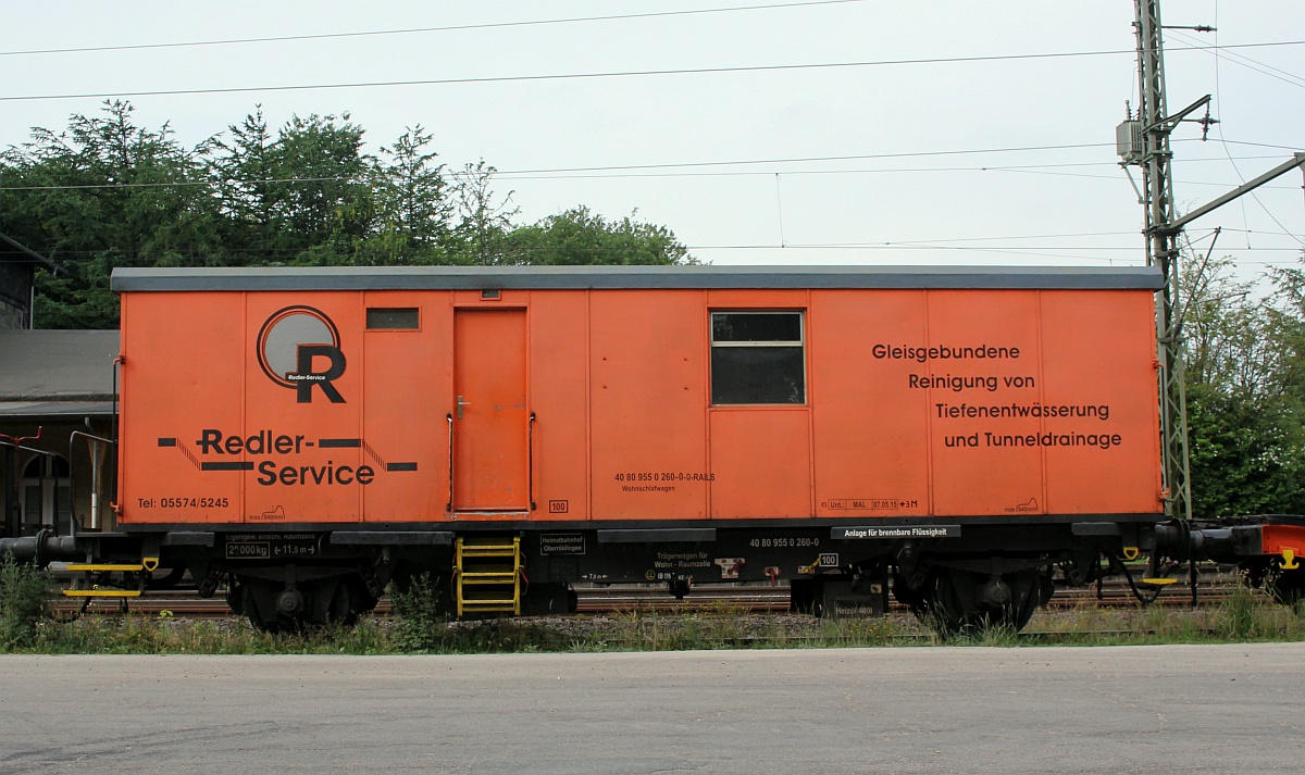 D-RAILS 40 80 9550 260-0 Wohnschlafwagen 448 (Umbau aus Behltertragwagen Lbms 584 bzw. BTms 55, REV/MAL/07.02.15), Jbek 29.06.2021