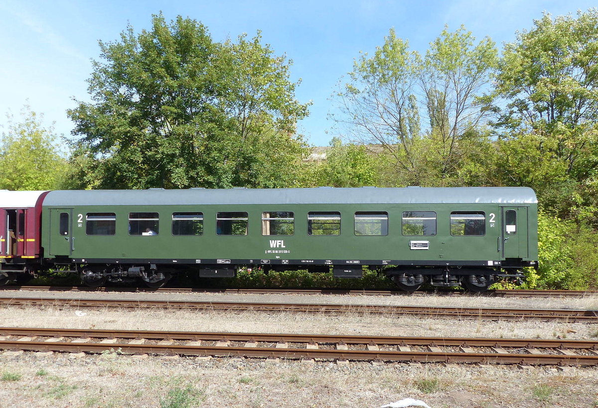 D-WFL 55 80 2815-520-5 Bghw im DLr 52363 aus Freyburg, am 08.09.2018 in der Abstellung in Karsdorf Bbf. Der Sonderzug aus Chemnitz brachte Besucher zum Freyburger Winzerfest.