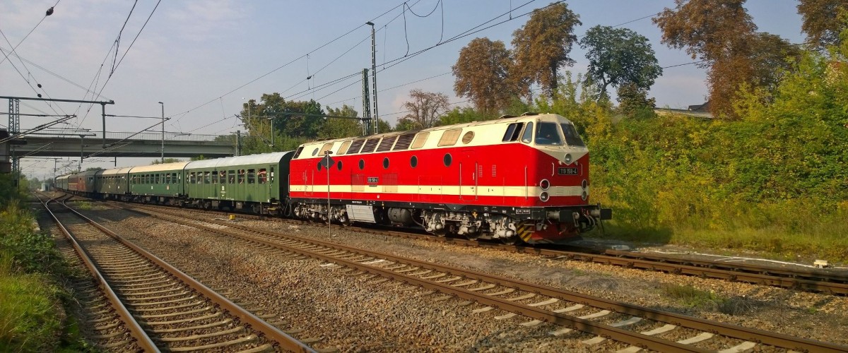 Dampflokfreunde Berlin e.V. 119 158-4 als Schlusslok an einem Sonderzug von Berlin Schöneweide Pbf nach Meiningen, am 06.09.2014 in Artern. (Foto: Michael Rathmann)