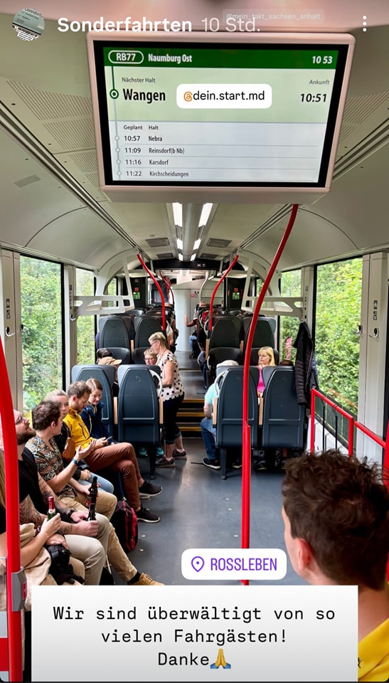 Danke an die zahlreichen Fahrgäste, die am Pfingstwochenende die von der IG #Unstrutbahn e.V. bestellten Züge von/nach Roßleben anlässlich der Saale-Weinmeile genutzt haben; 08.06.2025 (Foto: IG Unstrutbahn e.V.)