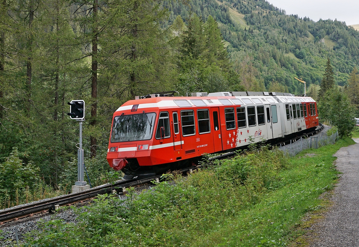 Das eigentliche Motiv dieses Bildes ist nicht der SNCF Z 800 (94 87 0000 805-5 F-SNCF) sondern das Vorsignal A9* von Montroc le Planet. Es ist erstaunlich, dass die SNCF die Strecke des Mont Blanc Express mit  Schweizer  Signalen ausgestattet hat und die Signale wirken, da sonst fast immer von Fahrleitungsanlagen begleitet, recht ungewohnt an den Gleisen mit den Stromschienen.

25. August 2020