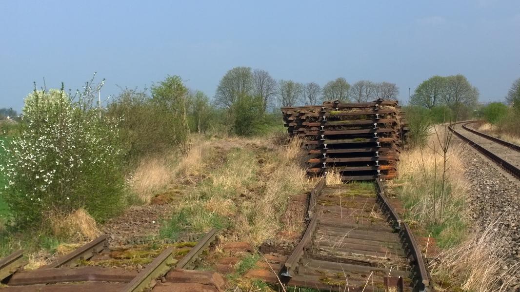 Das fr�here Gleisdreieck Richtung Erfurt, am 06.04.2014 in Reinsdorf (b Artern). (Foto: Michael Rathmann)
